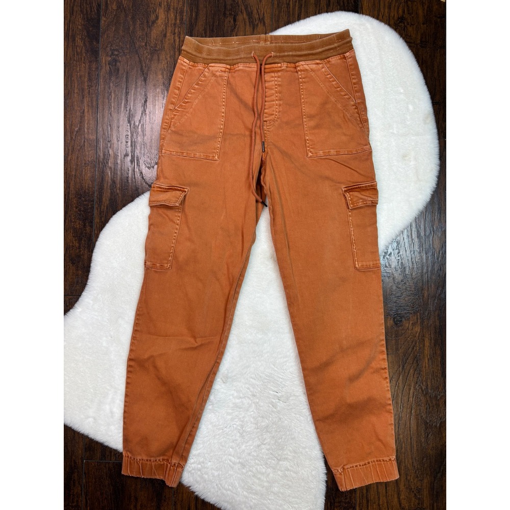 Level99 Cargo Joggers Medium Orange Drawstring Waist Utility Pants Stretch Women